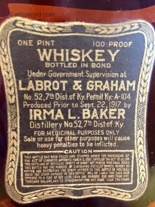 old_baker_whiskey_1919_back_label whiskey id identify vintage and